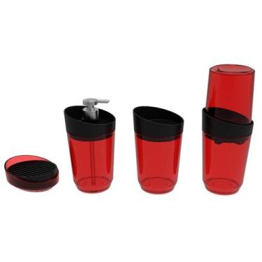 Imagem de Kit Banheiro Crippa 4 Peças Porta Escova Porta Sabonete Líquido Porta 