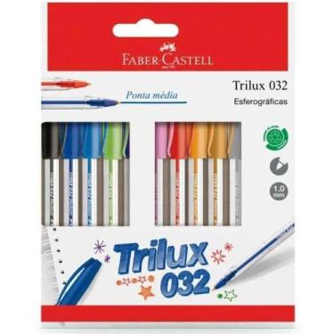 Imagem de Kit de Canetas Esferográfica Faber-Castell Trilux - 10 Cores