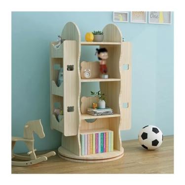 Imagem de CFGH6FDF Estante giratória de madeira maciça, suporte para livros fotográficos, simples, multicamadas, para sala de estar, prateleira independente para livros