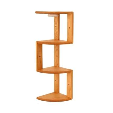 Imagem de Prateleira de canto de mesa de madeira maciça, prateleira de armazenamento triangular, prateleira de parede, cabides de parede de cozinha, suporte de impressora para escritório em casa