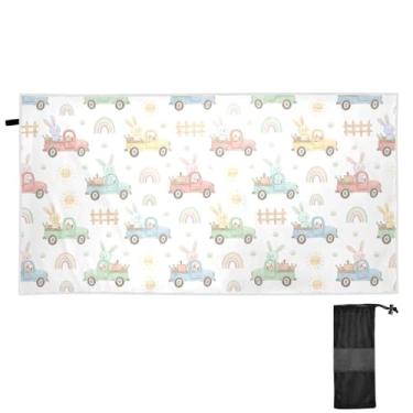 Imagem de Burbuja Toalha de praia de carro de coelho grande de alta absorção para viagem, leve, secagem rápida, à prova de areia, toalha de piscina para mulheres, homens, meninas, crianças, 78 x 180 cm