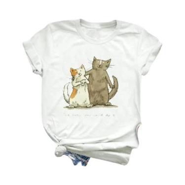 Imagem de Camiseta Feminina Com Estampa Animal, Manga Curta, Moda Fofa, Roupas D