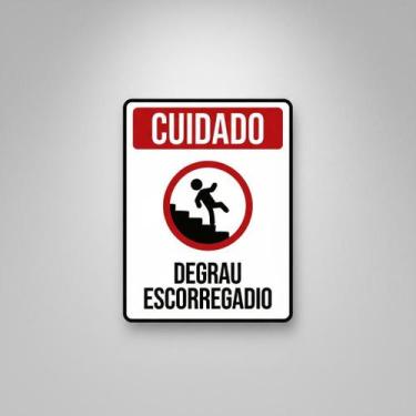 Imagem de Placa Acm Cuidado Degrau Escorregadio 18X23 - Sinalizo