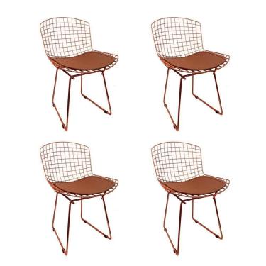 Imagem de Kit 4 Cadeiras Bertoia Cobre Com Assento Cobre