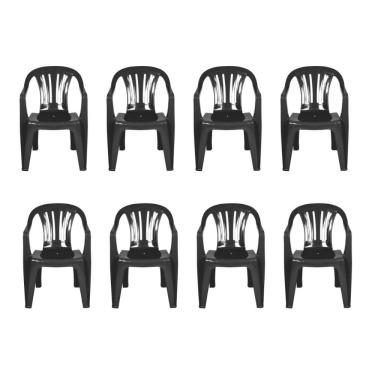 Imagem de Kit 8 Cadeiras Poltrona Plástica Empilhavel Reforçada 182kg Mor