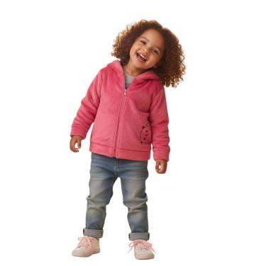 Imagem de Jaqueta Infantil Rosa e Roxo Pelúcia com Capuz Inverno Festa