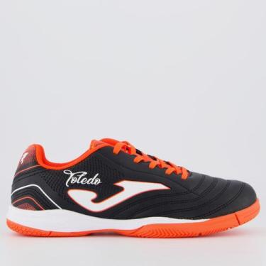 Imagem de Chuteira Joma Toledo Futsal Juvenil Preta e Vermelha, 33