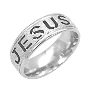 Imagem de Anel Jesus Prata 6mm Vazado Aliança Tradicional Anatômica Brilho - Alp
