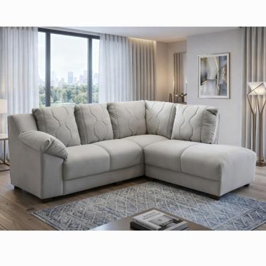 Imagem de Sofá de Canto 5 Lugares Veludo Dallas Estofados Paraná - Cinza/Asteca