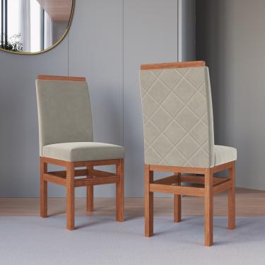 Imagem de Conjunto 2 Cadeiras com Espaldar e Estofadas Laura Móveis Zamarchi - Canela/Joli Creme