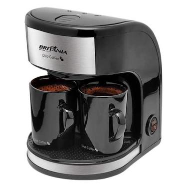 Imagem de Cafeteira Britânia Duo Coffee Preto 2 Xícaras Aço Inox Bandeija Filtro