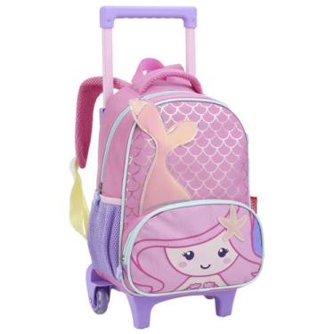 Imagem de Mochila de Rodinha Media 14L Escola Creche Infantil Fofa Menina Sereia