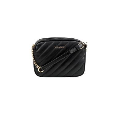 Imagem de Bolsa Transversal Feminina com Correntes Matelasse Preta - Bagaggio, P