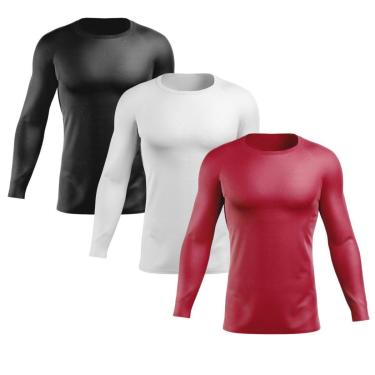 Imagem de Kit 3 Camisas Masculinas Proteção Solar UV Blusa Térmica M Longa-Masculino