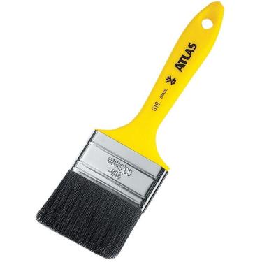 Imagem de Pincel para Pintura 319-9 Médio 4 para Esmaltes Sintéticos e Tintas a Óleo com Cerdas Pretas Amarelo Atlas