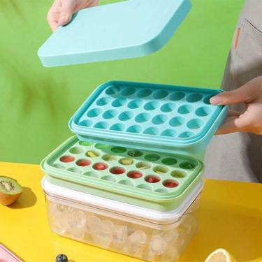 Imagem de Bandeja de Cubos de Gelo com Tampa e Suporte de Armazenamento 28 Cavidades Silicone Flexível Amigold