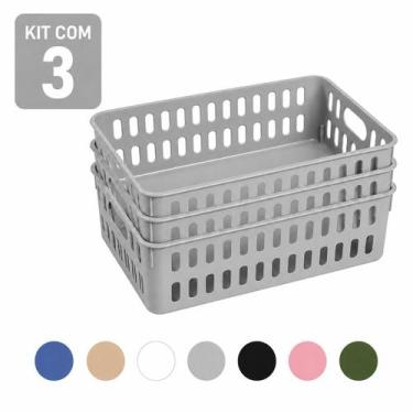 Imagem de Cesto Decorativo Caixa Organizadora Pequena - Kit Com 3 Organizador Co