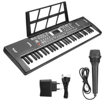 Imagem de Teclado Musical 61 Teclas Com LED Para Estudo Display Microfone Com Fi
