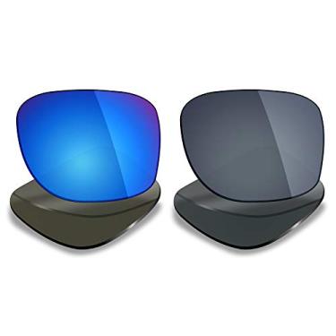 Imagem de Mryok 2 pares de lentes polarizadas de substituição para óculos de sol Oakley Holbrook OO9102 - Opções, Azul gelo e preto Ir, One Size