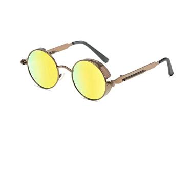 Imagem de Óculos de Sol Gótico Clássico Steampunk Polarizado Masculino Feminino Designer Vintage Redonda Armação de Metal Óculos de Sol UV400,8,C