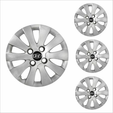 Imagem de Jogo Calota Aro 14 HB20 Hatch Sedan 2014 2015 Hyundai + Emblema Resinado