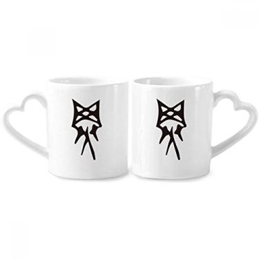 Imagem de Conjunto de canecas de porcelana com inscrição de osso personagem de sobrenome chinês Luo Casal de cerâmica para amantes de coração