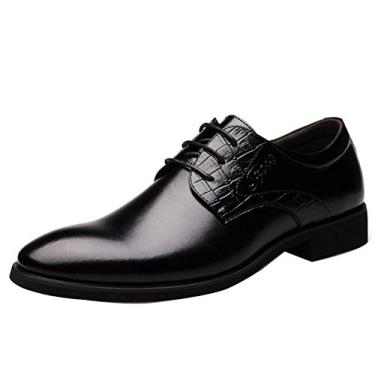 Imagem de Sapato social masculino bico fino formal sapato casual sem salto Oxford cadarço, Preto, 9
