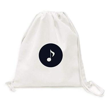 Imagem de White Music Quaver Notes Mochila preta de lona com cordão para compras viagem