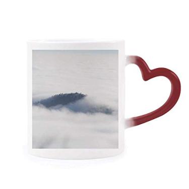 Imagem de Nuvens Fog Sky Mountain Nature Forest Heat Sensitive Caneca vermelha muda de cor vermelha