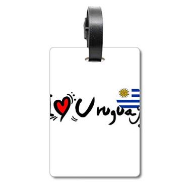 Imagem de I Love Uruguay Palavra Bandeira Love Coração Ilustração Bolsa Etiqueta Bagagem Cartão Scutcheon Etiqueta