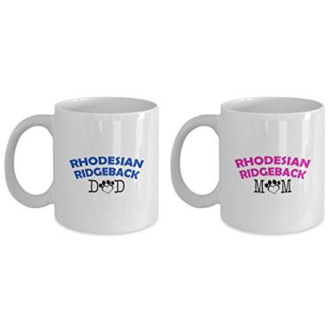 Imagem de Caneca divertida para casal Rhodesian Ridgeback - Rhodesian Ridgeback Dad - Rhodesian Ridgeback Mom - Presentes para amante Rhodesian Ridgeback - Ideia única de presente de cerâmica (pai e mãe)