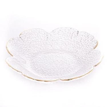 Imagem de BOWL DE CRISTAL MARTELADO WOLFF 18,5x3,5CM TAJ FLOR TRANSPARENTE COM BORDA DOURADA