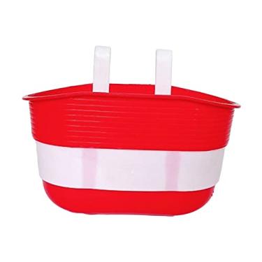 Imagem de Tachiuwa Cesta de bicicleta infantil, cesta de bicicleta infantil, recipiente de artigos diversos, suporte removível para guidão de bicicleta, para, Vermelho