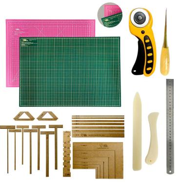 Imagem de Base de Corte A3 45x30 Mesa Apoio Placa Para Cortar Tecido Papel Kit Cartonagem Encadernação Esquadros Gabarito Scrapbook Cortador de Tecido Papel 45