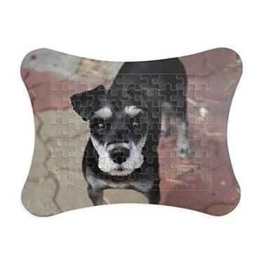 Imagem de Decoração de imagem de animal de estimação de cachorro preto linda moldura de quebra-cabeça ornamento de jogo