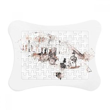 Imagem de Arquitetura Britânica Vintage Carro Aquarela Moldura de quebra-cabeça Decoração de Imagem Enfeite