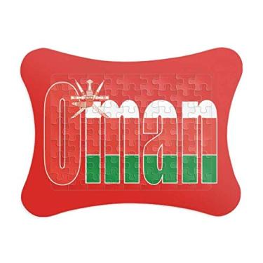 Imagem de Moldura de quebra-cabeça com nome da bandeira do país de Omã, enfeite de quebra-cabeça