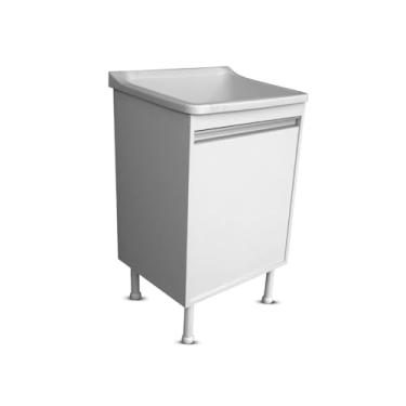 Imagem de Gabinete Para Lavanderia 53cm+ Tanque 34lts Entregue Montado (Branco)