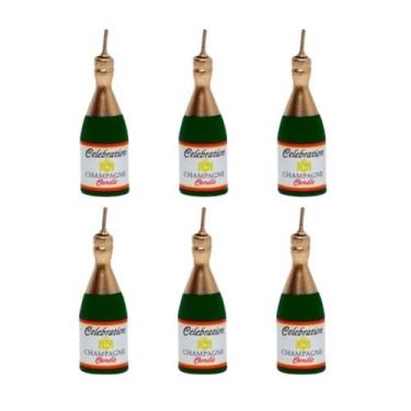 Imagem de Vela Aniversário Tema Garrafa De Champagne Boteco - 06 Unid - Silverfe