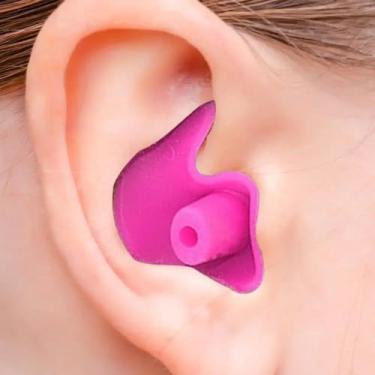 Imagem de Protetor de Ouvido para Natação em Silicone Flexível, Tampão Auricular - Adulto (Rosa, Tamanho único)