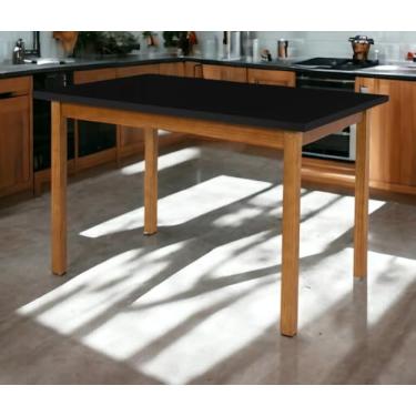 Imagem de Mesa De Jantar Com Preto Pés Em Madeira Pinus 120cm