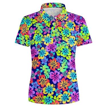 Imagem de HUURAY Camisa polo feminina de golfe, roupas de golfe femininas, presentes de golfe para amantes de golfe, camisetas para mulheres, roupas de golfe, Flor, GG