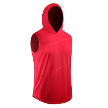 Imagem de Camiseta de compressão masculina Active Vest Body Shaper Slimming Workout Neck Muscle Fitness Tank, Vermelho, XG