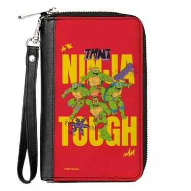 Imagem de Buckle-Down Nickelodeon Carteira com zíper, Tartarugas Ninja Tough Group Pose Vermelho Amarelo, Couro Vegano, 7.5"x4.5", Casual