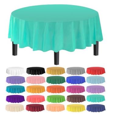 Imagem de Toalha de mesa Allgala de plástico premium com 12 unidades, peso médio, descartável, Fresh Mint, 12PK Round 84"