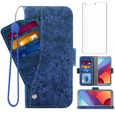 Imagem de Asuwish Compatível com LG G6 capa carteira de vidro temperado protetor de tela suporte suporte suporte acessórios celulares capas de telefone de couro para LGG6 ThinQ LG6 Thin Q G 6 Plus G6+ 6G VS988