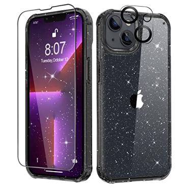 Imagem de MIODIK Capa compatível com iPhone 13, com protetor de tela + protetor de lente da câmera, capa protetora de telefone transparente à prova de choque, mulheres e meninas, projetada para iPhone 13, capa