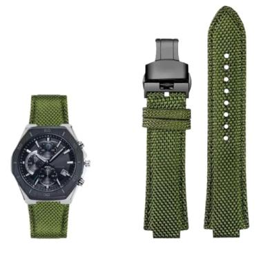 Imagem de waillynice Pulseira de relógio inferior de lona de nylon para Casio Edifice Series GST-B400 EFB-680 ECB-10D 26 x 14 pulseira (Armygreen BK)