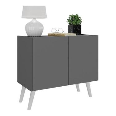 Imagem de Mesa de Cabeceira Retrô 2 Portas Multimóveis MP4133, Grafite/Branco