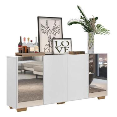 Imagem de Aparador Buffet 4 Portas com Espelho e Pés Quadrados Vegas Multimóveis